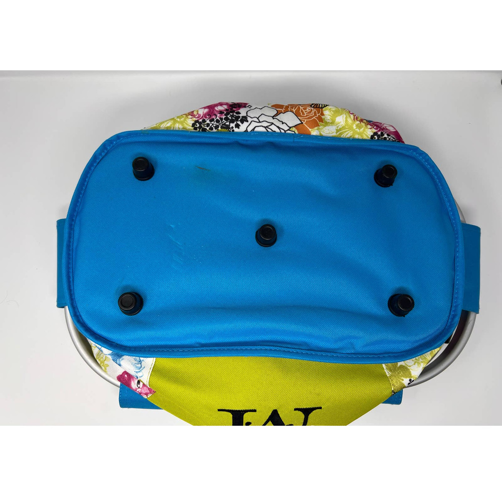 Evergreen Enterprises Collapsible Market Basket Blue Green Pink Butterflies View 6